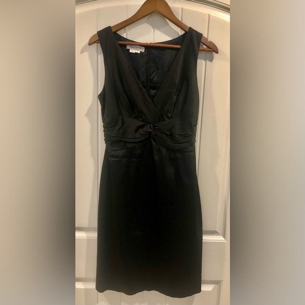Kay Unger Boho Chic/Cocktail, Black Satin  Pencil Dress, size 8